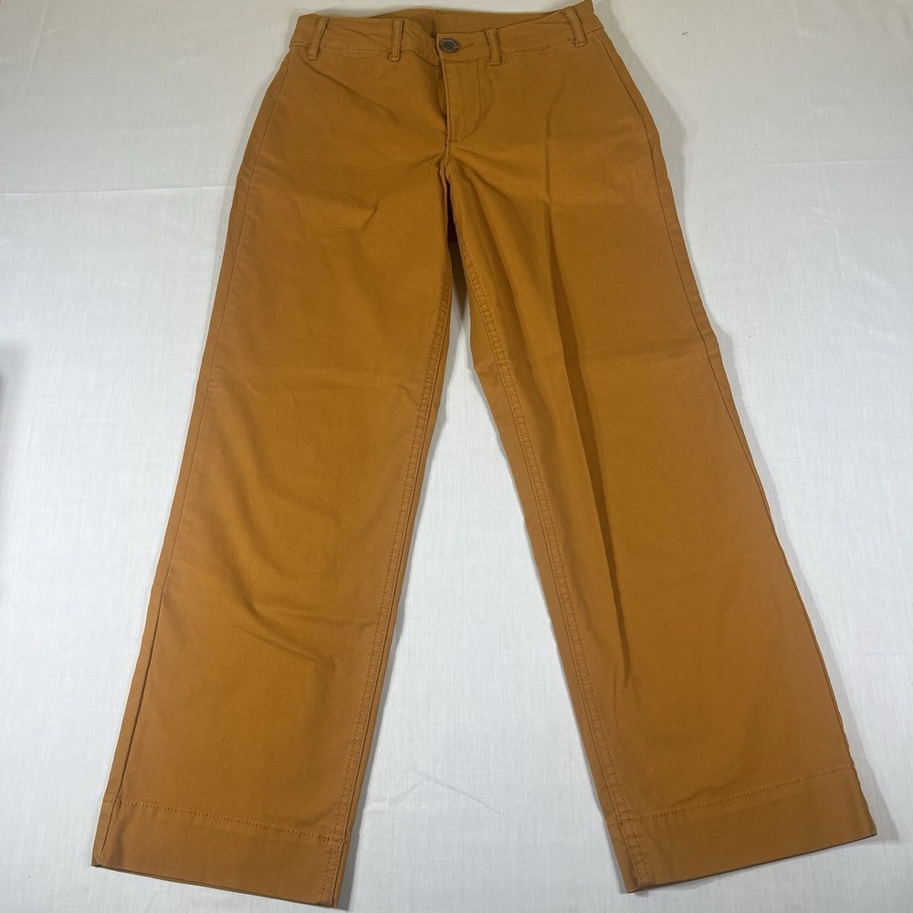 Old Navy Womens Size 0 Mustard Crop Pants Straight Leg Stretch Twill Casual